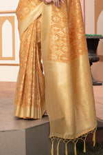 Yellow Ikat Silk Zari Woven Cotton Saree