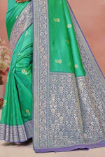 Sea Green With Blue Weaving Work Festive Wear Saree