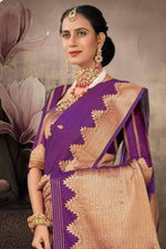 Purple Art Silk Traditional Saree With Blouse Piece