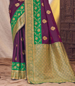 Wine Soft Silk Woven Saree And Blouse Piece