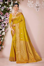 Mustard Woven Art Silk Saree With Blouse Piece