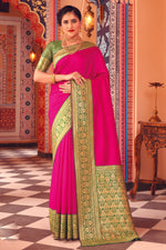 Pink Color Soft Woven Silk Saree And Woven Blouse Piece