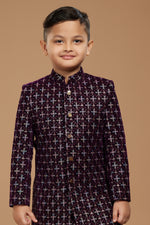 Maroon Color Embroidered Indowestern Set For Boys