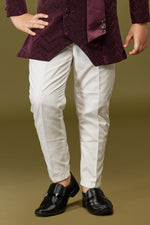 Maroon Embroidered Jodhpuri Set For Boys