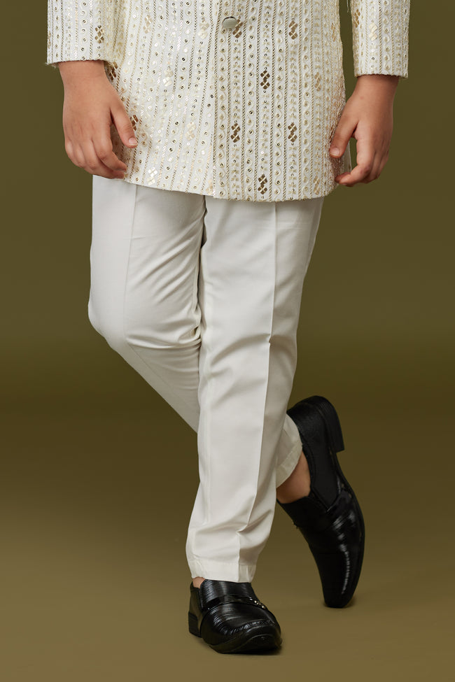 Cream embroidered work Indowestern for Boys