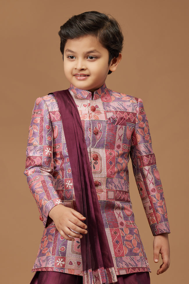 Baby Pink with Maroon Indo-Western for Boys