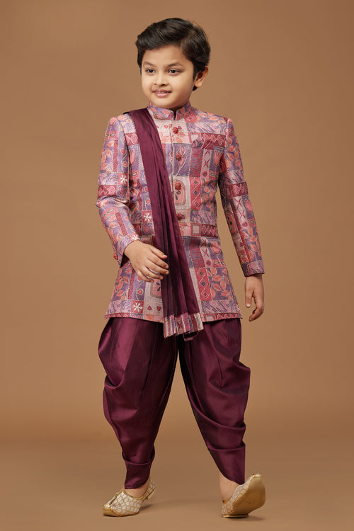 Baby Pink with Maroon Indo-Western for Boys
