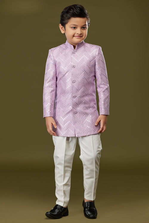 Bright Pink Semi-Indowestern for Boys