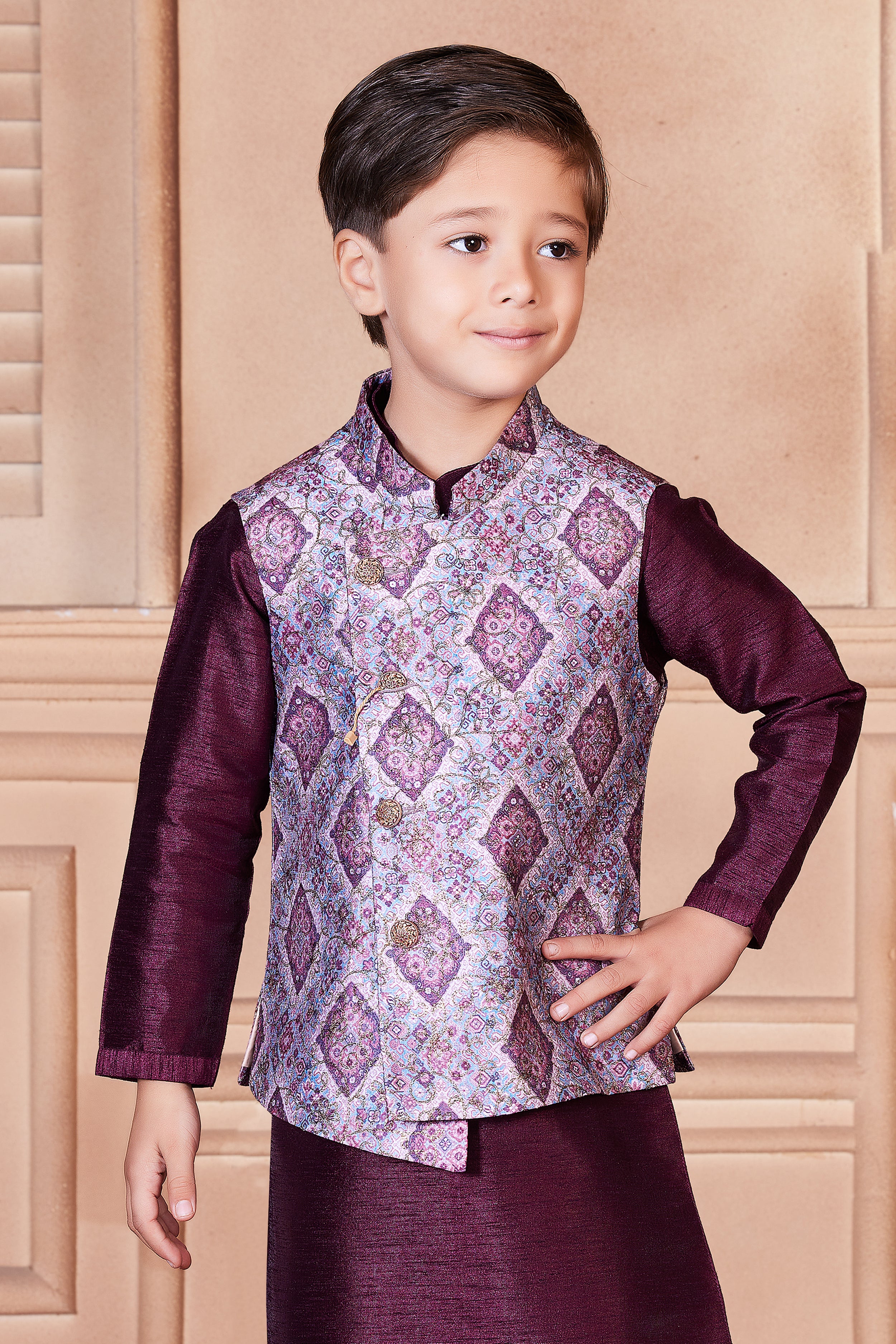 Buy Pink 3-Piece Ethnic Suit for Men by SHOWOFF Online | Ajio.com
