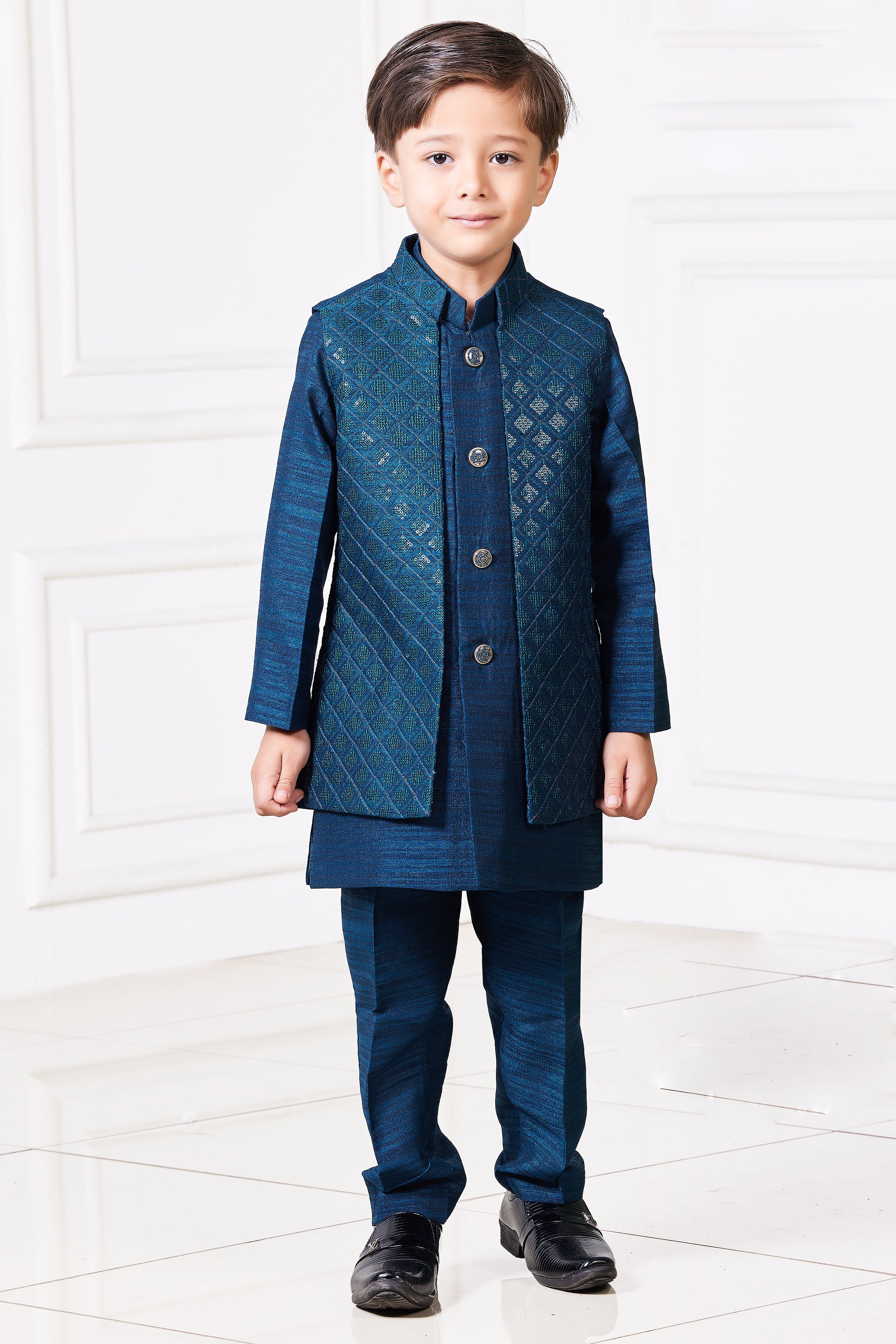 Royal Blue Boys Nehru Jacket - A.T.U.N.