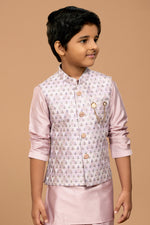 Onino Pink Readymade Fancy Printed Jacket Kurta Set For boys