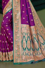 Purple Woven Art Silk Saree With Blouse Piece