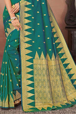 Rama Green Wedding Wear Woven Art Silk Saree With Blouse Piece