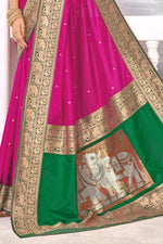 Rani Pink With Green Border Traditional Wear Art Silk Saree