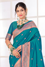 Teal Arts Silk Paithani Saree With Blouse Piece