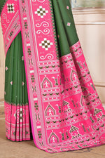 Green With Pink Weaving Patola Silk Traditional Saree