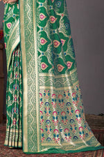 Green Color Heavy Woven Silk Saree And Blouse Piece