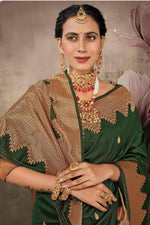 Bottle Green  Art Silk Traditional Saree With Blouse Piece