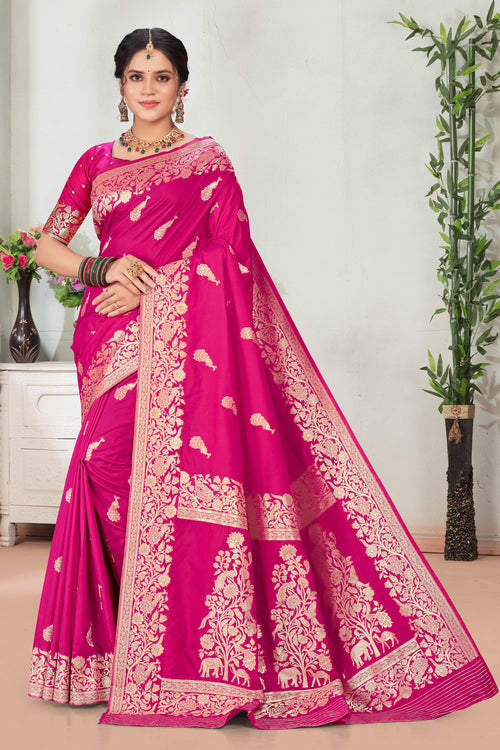Fuchsia Pink Festive Wear Banarasi Art Silk Saree