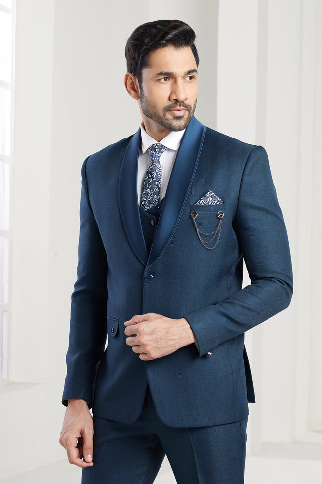 Peacock Green Reception Wear Imported Coat Mens Suit