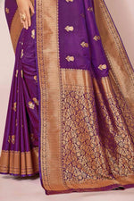 Purple Woven Art Silk Saree With Blouse Piece