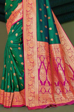 Forest Green Woven Art Silk Saree With Blouse Piece