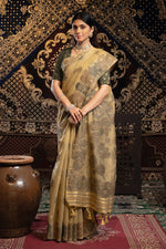 Beige Soft Cotton Weaving Jamdani Saree