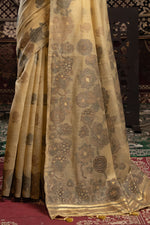 Beige Soft Cotton Weaving Jamdani Saree
