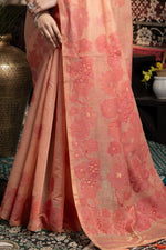 Light Peach Soft Cotton Weaving Jamdani Saree