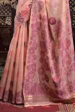 Rose Pink Soft Cotton Weaving Jamdani Saree