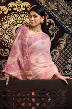 Rose Pink Soft Cotton Weaving Jamdani Saree