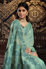 Turquoise Blue Soft Cotton Weaving Jamdani Saree