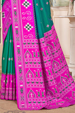 Teal With Magenta Weaving Patola Silk Traditional Saree