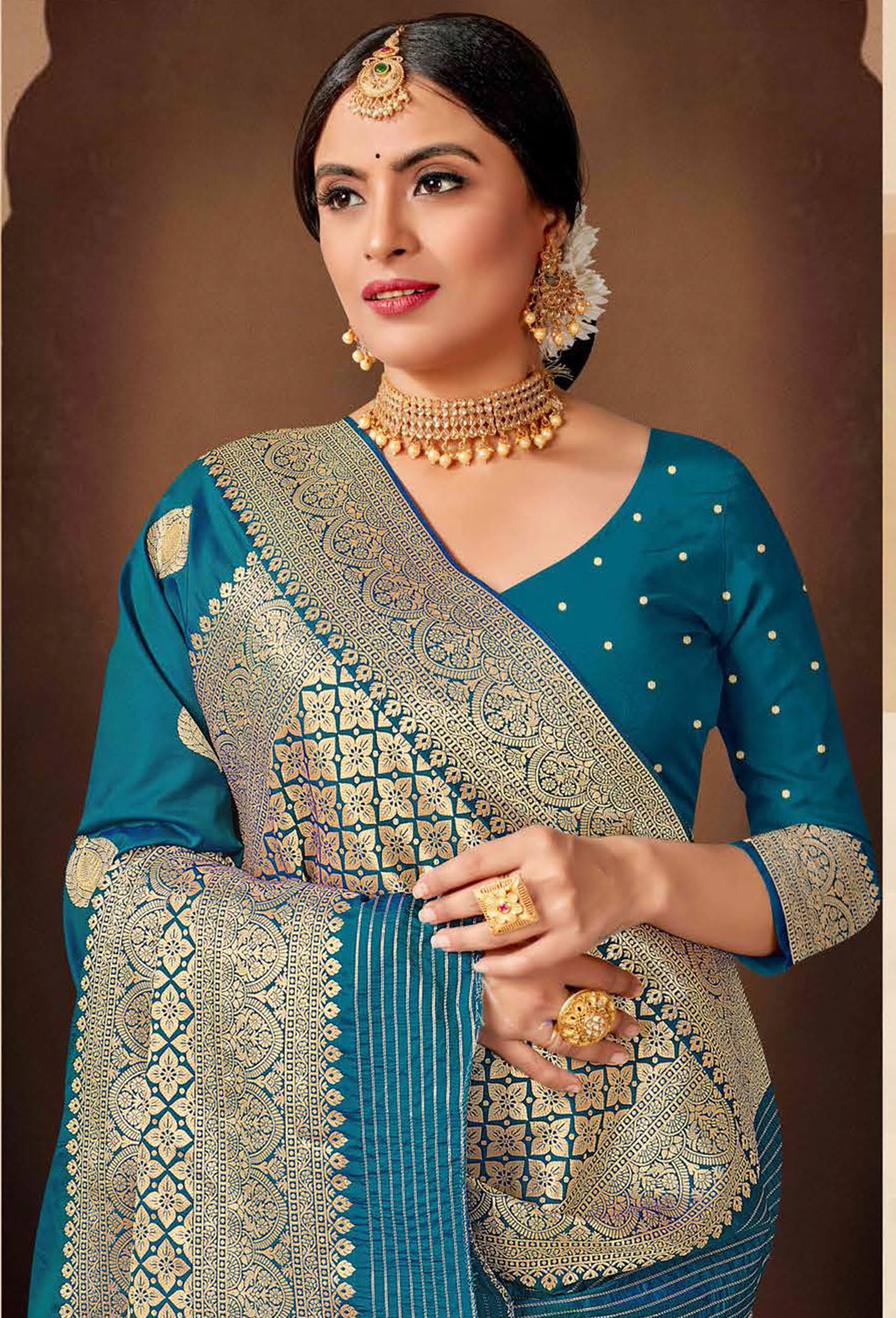 Buy Nilanjana Blue Saree Set by Designer ATELIER SHIKAARBAGH Online at  Ogaan.com