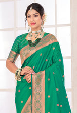 Sea Green Arts Silk Paithani Saree With Blouse Piece