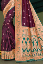 Wine Woven Art Silk Saree With Blouse Piece