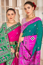 Teal With Magenta Weaving Patola Silk Traditional Saree