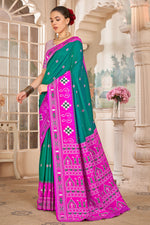 Teal With Magenta Weaving Patola Silk Traditional Saree