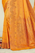 Mustard Yellow Woven Art Silk Saree With Blouse Piece