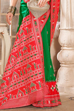 Green With Red Weaving Patola Silk Traditional Saree