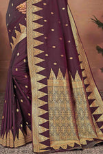 Dark Maroon Wedding Wear Woven Art Silk Saree With Blouse Piece