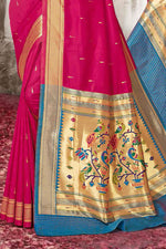 Fuchsia With Blue Woven Art Silk Paithani  Saree