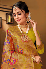Golden Yellow Silk Saree And Blouse Piece