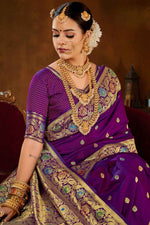 Lollipop Violet Soft Woven Silk Saree And Blouse Piece