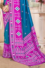 Blue With Magenta Weaving Patola Silk Traditional Saree