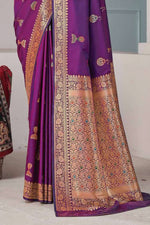 Dark Purple Banarasi Silk Festival Traditional Saree