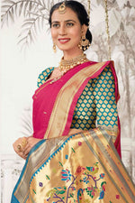 Fuchsia With Blue Woven Art Silk Paithani  Saree