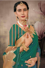 Rama Green Art Silk Traditional Saree With Blouse Piece