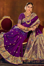 Lollipop Violet Soft Woven Silk Saree And Blouse Piece