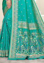 Sea Green Woven Art Silk Saree